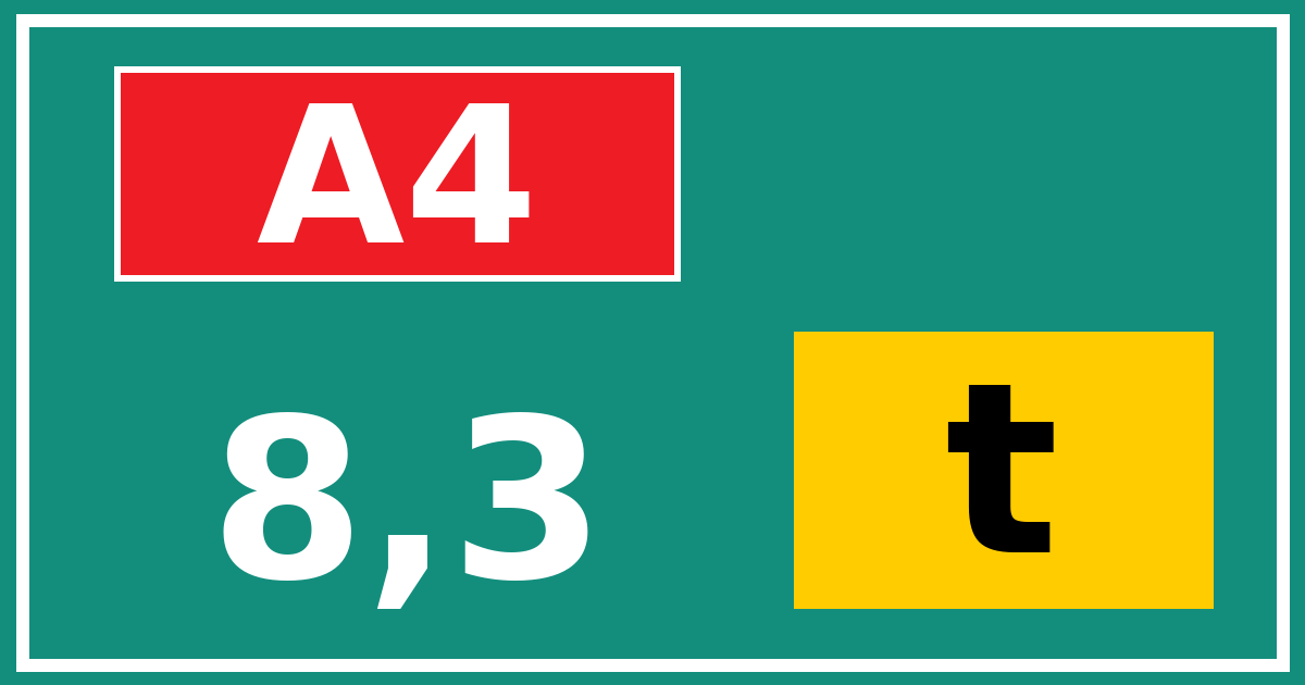 Hectometerbord A4 8,3 letter t