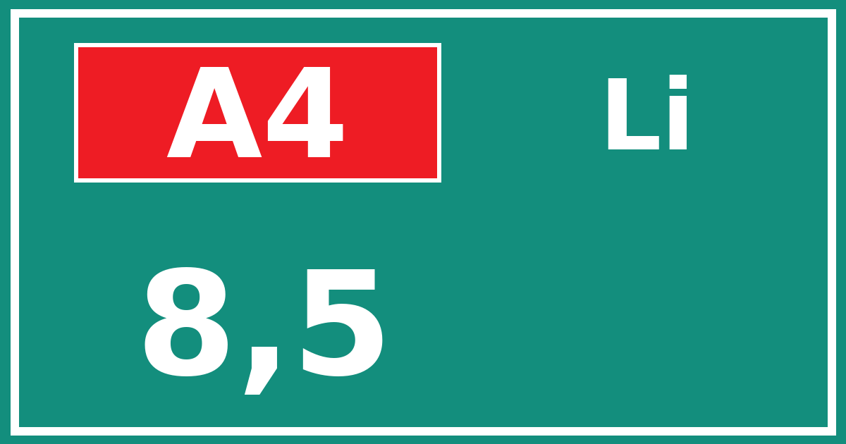 Hectometerbord A4 8,5 zijde Li