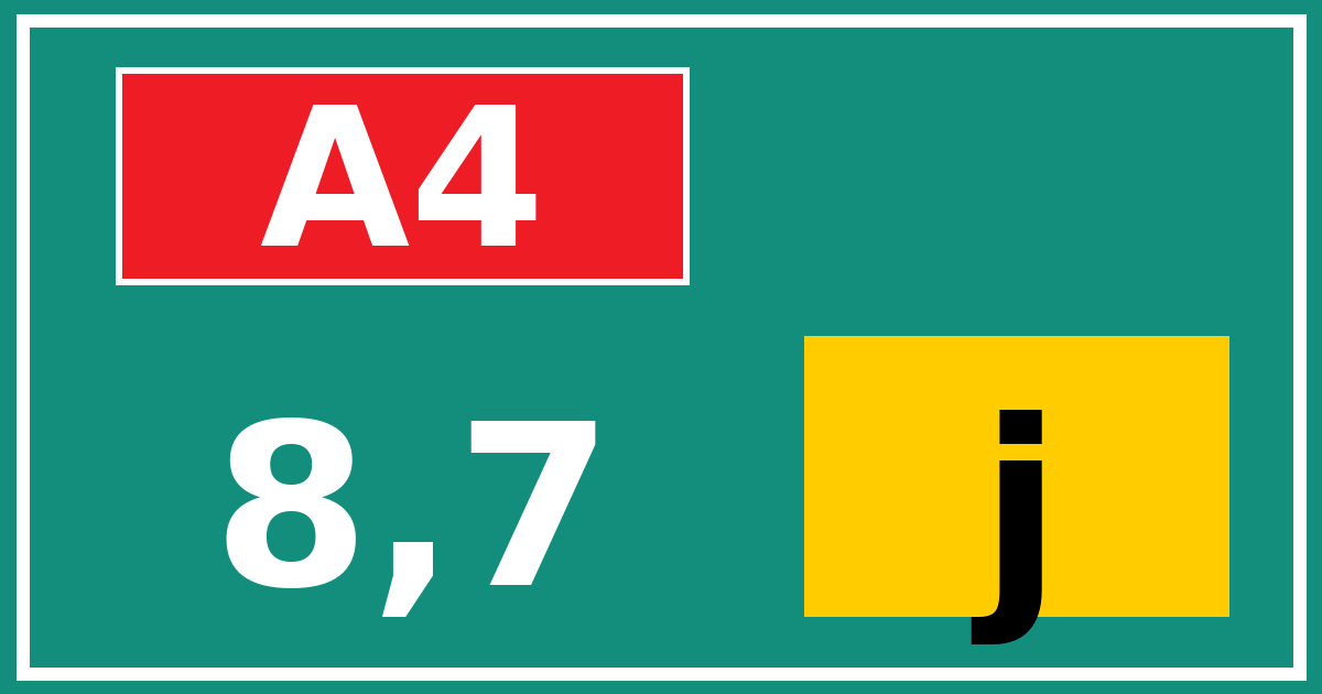 Hectometerbord A4 8,7 letter j