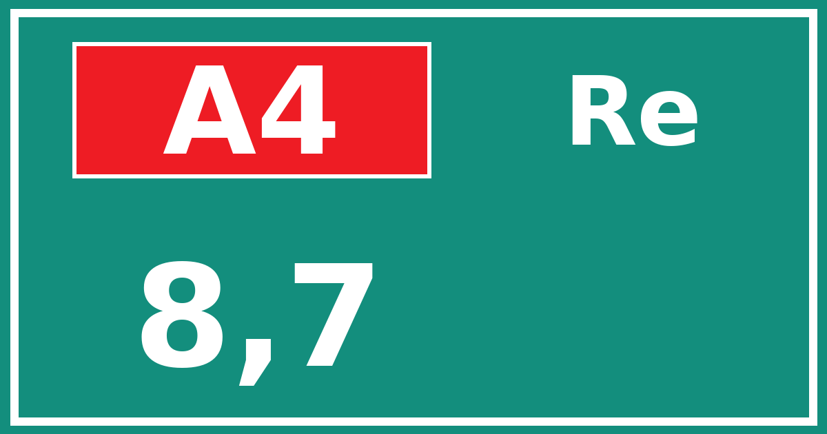 Hectometerbord A4 8,7 zijde Re