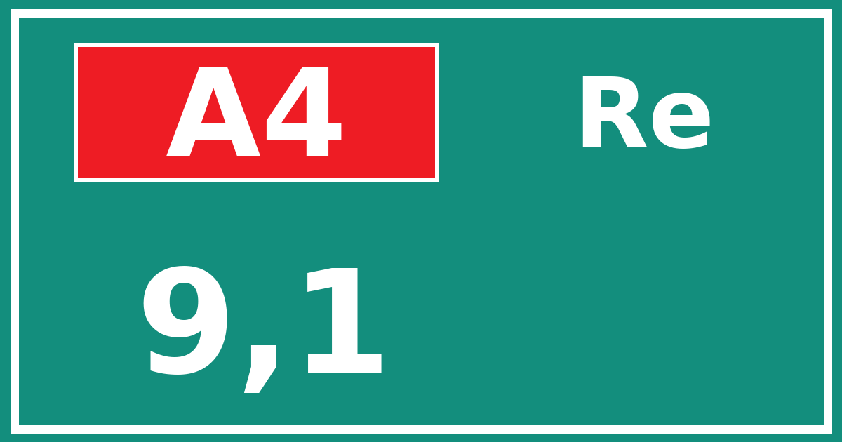 Hectometerbord A4 9,1 zijde Re