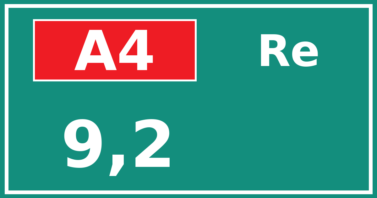 Hectometerbord A4 9,2 zijde Re