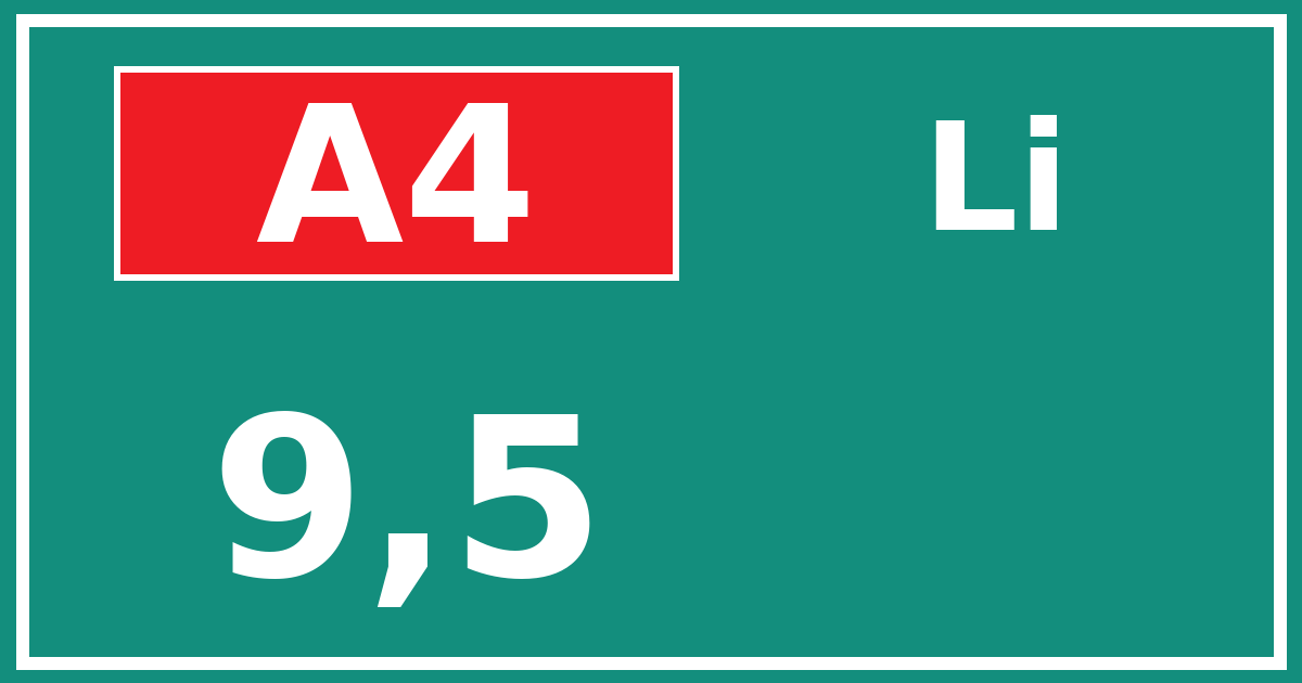 Hectometerbord A4 9,5 zijde Li