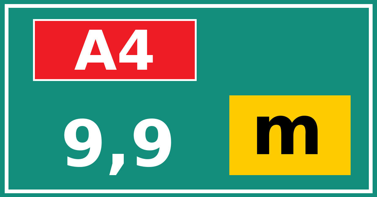 Hectometerbord A4 9,9 letter m