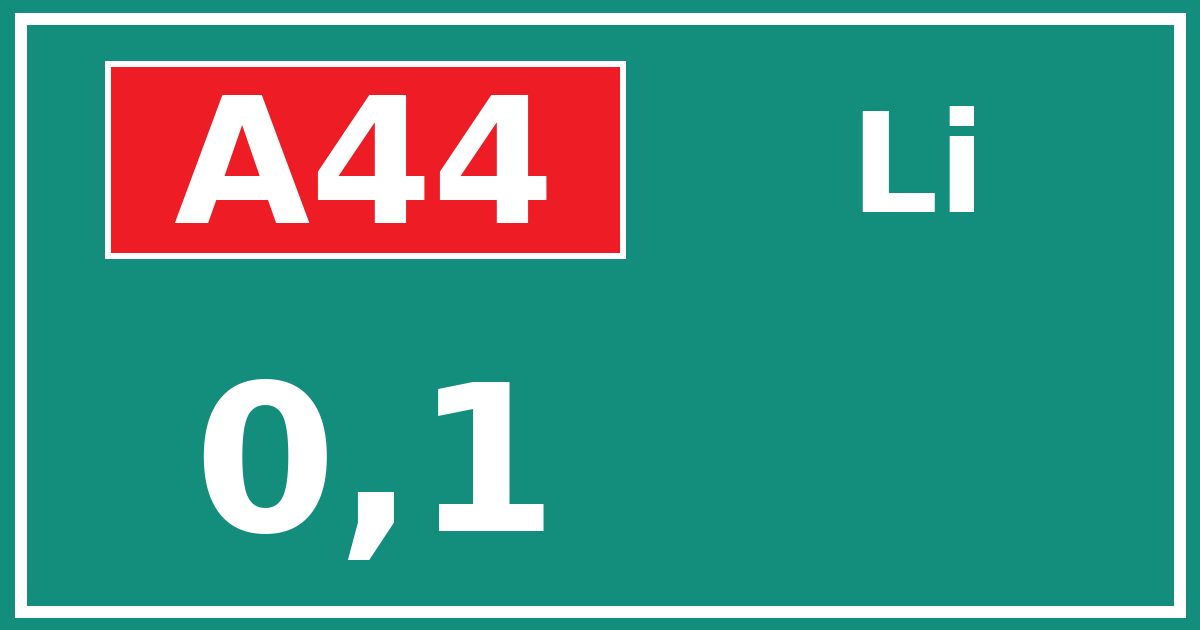 Hectometerbord A44 0,1 zijde Li