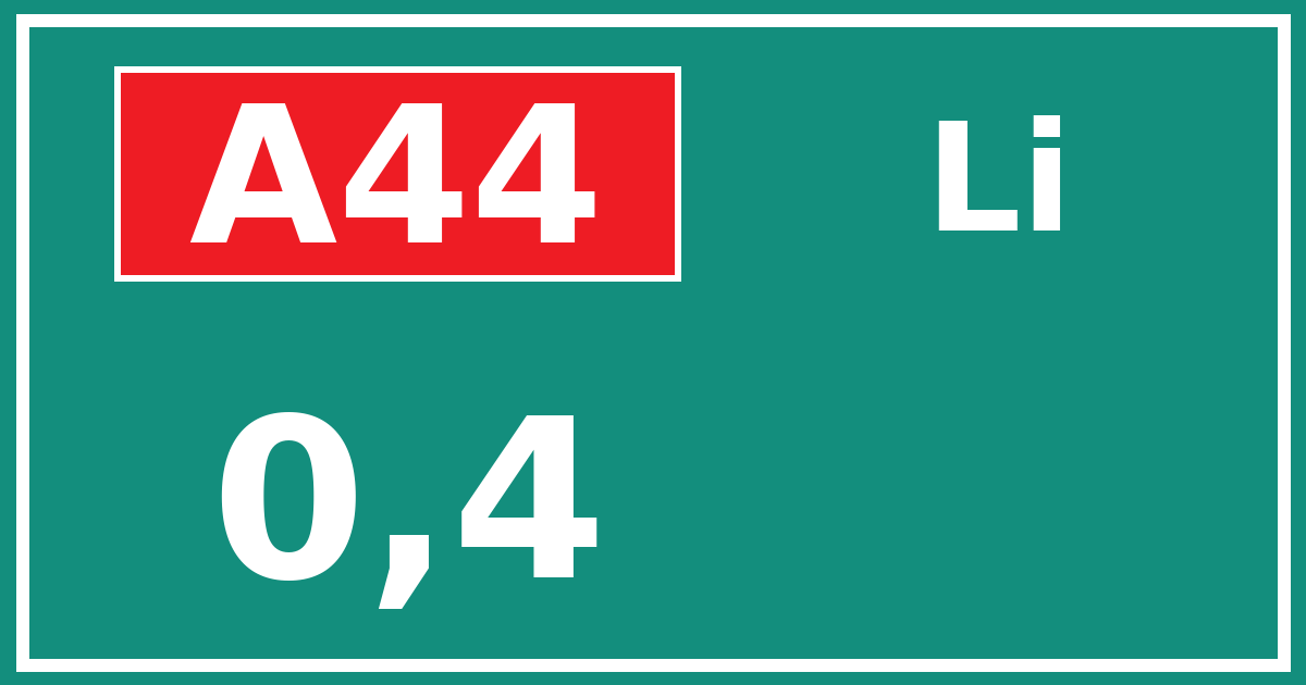 Hectometerbord A44 0,4 zijde Li