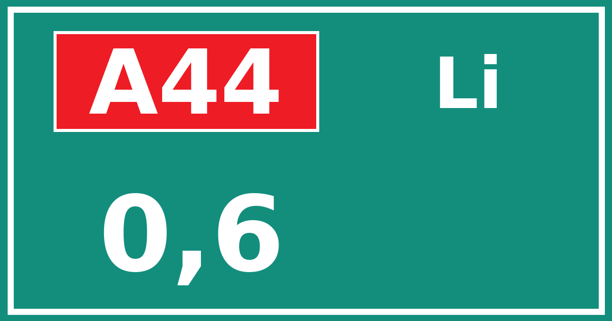 Hectometerbord A44 0,6 zijde Li