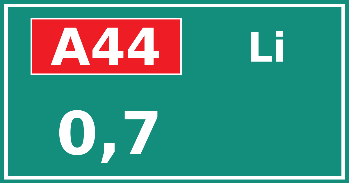 Hectometerbord A44 0,7 zijde Li