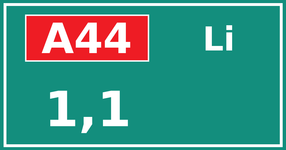Hectometerbord A44 1,1 zijde Li