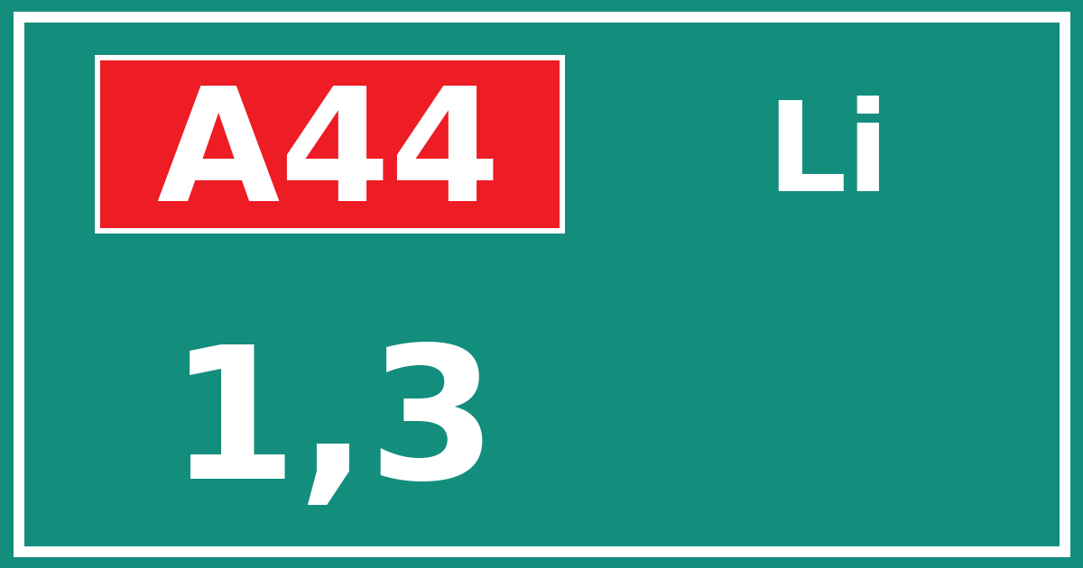 Hectometerbord A44 1,3 zijde Li