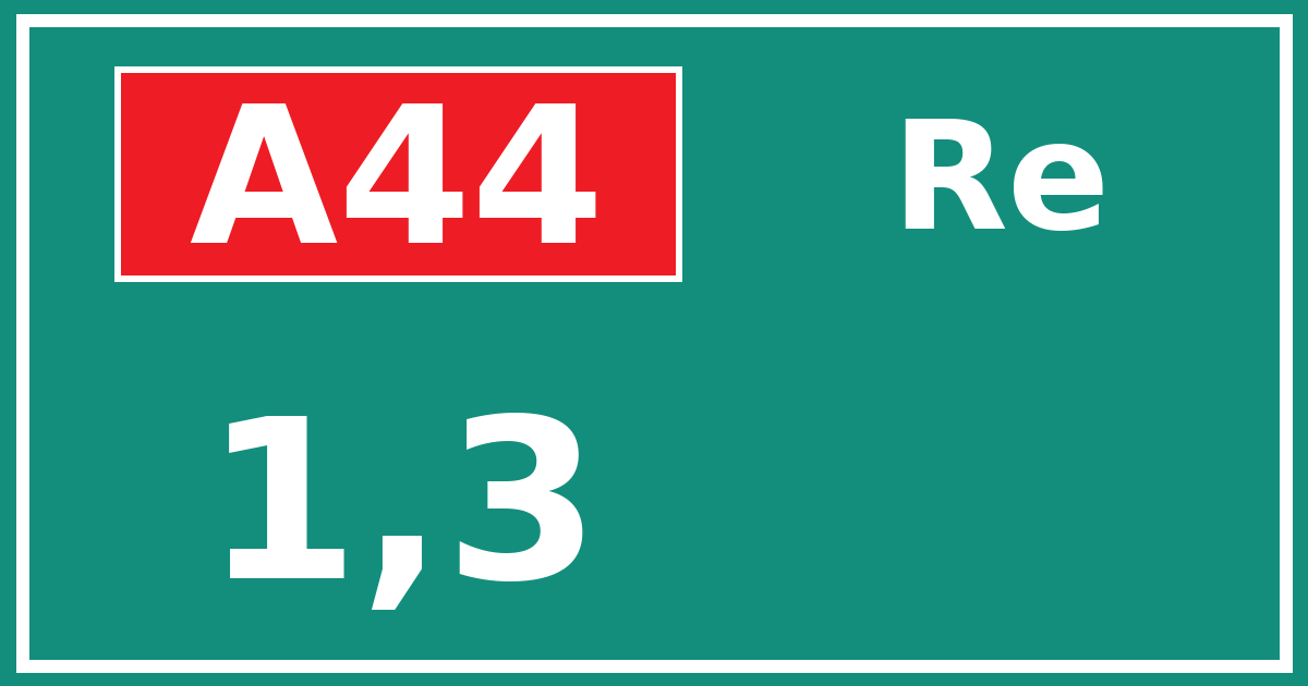 Hectometerbord A44 1,3 zijde Re