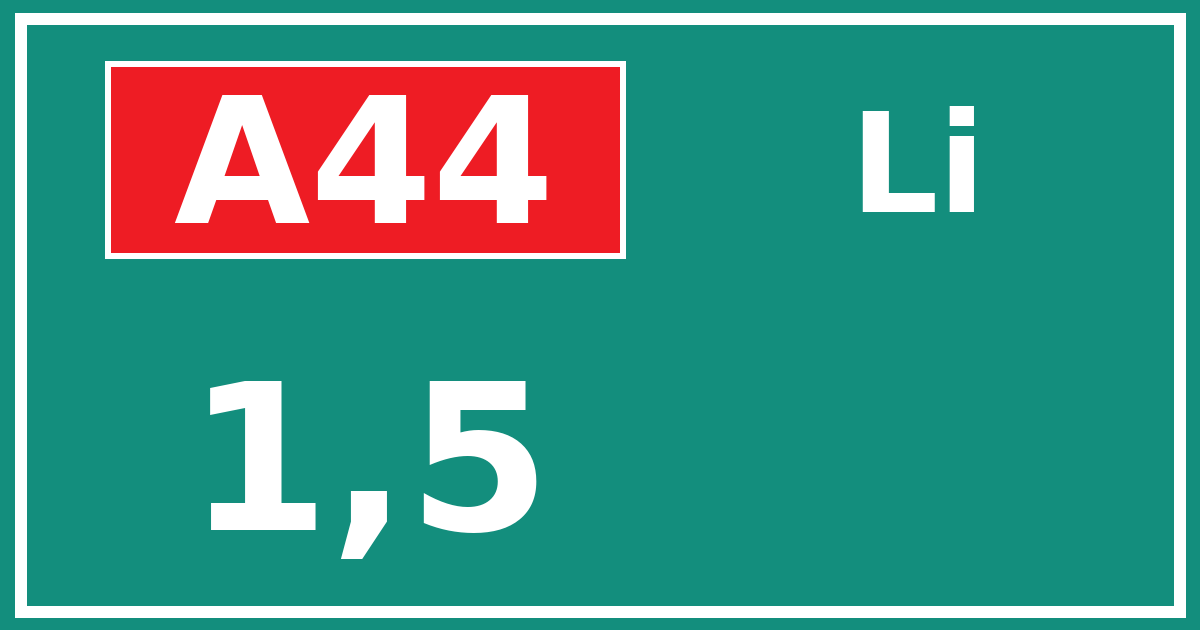 Hectometerbord A44 1,5 zijde Li