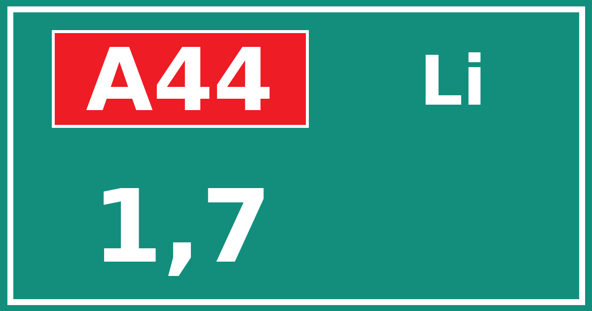 Hectometerbord A44 1,7 zijde Li