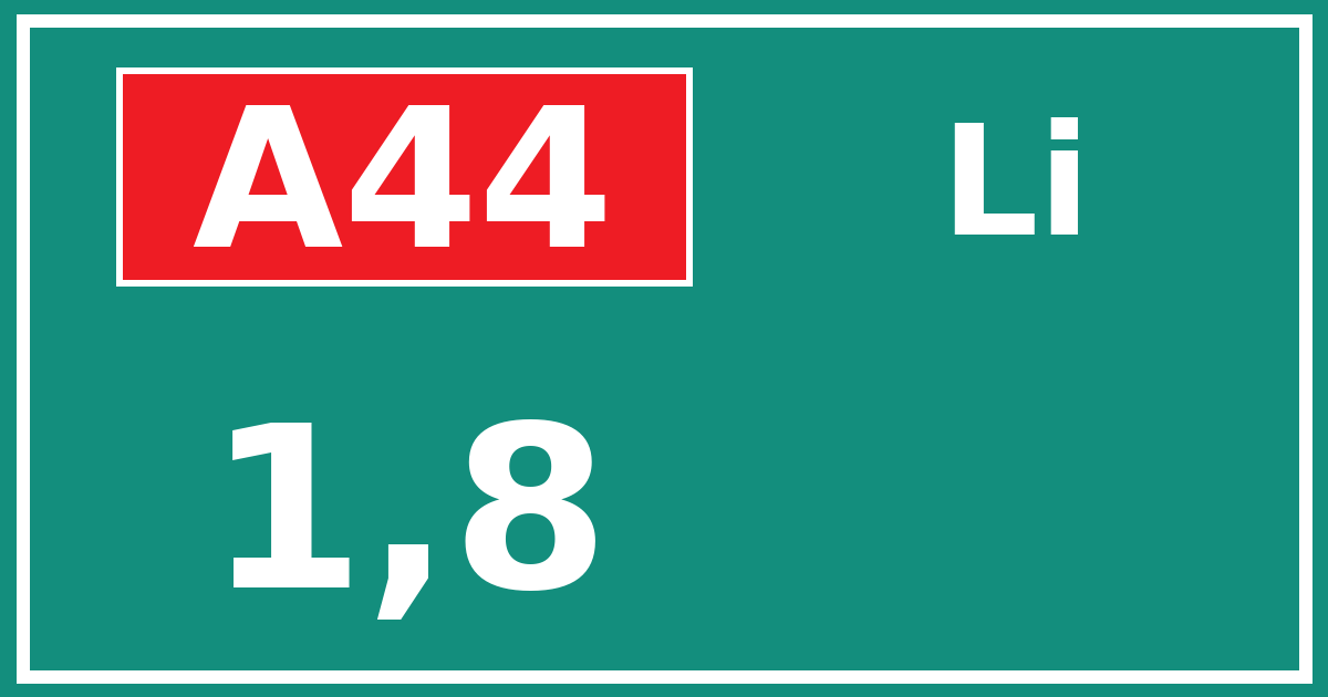 Hectometerbord A44 1,8 zijde Li