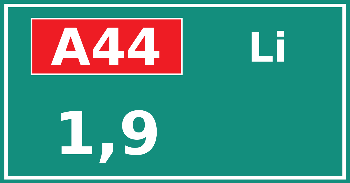 Hectometerbord A44 1,9 zijde Li