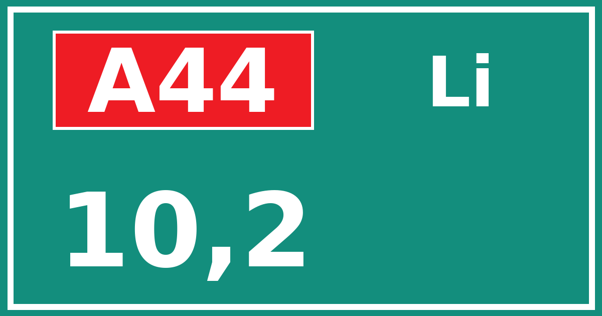 Hectometerbord A44 10,2 zijde Li