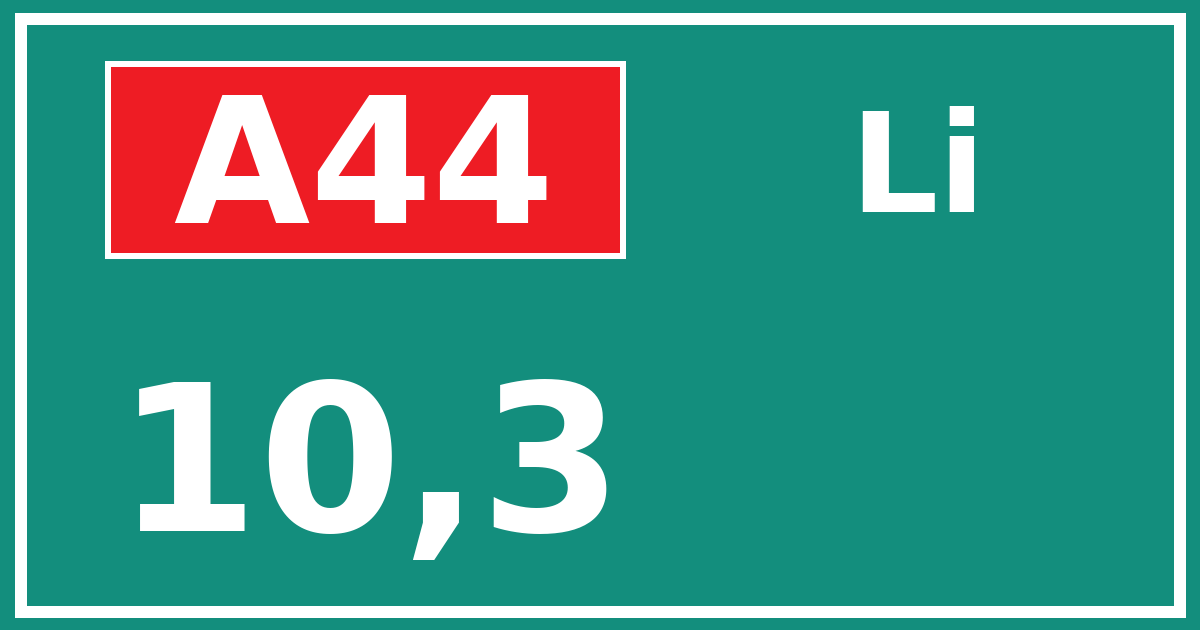 Hectometerbord A44 10,3 zijde Li