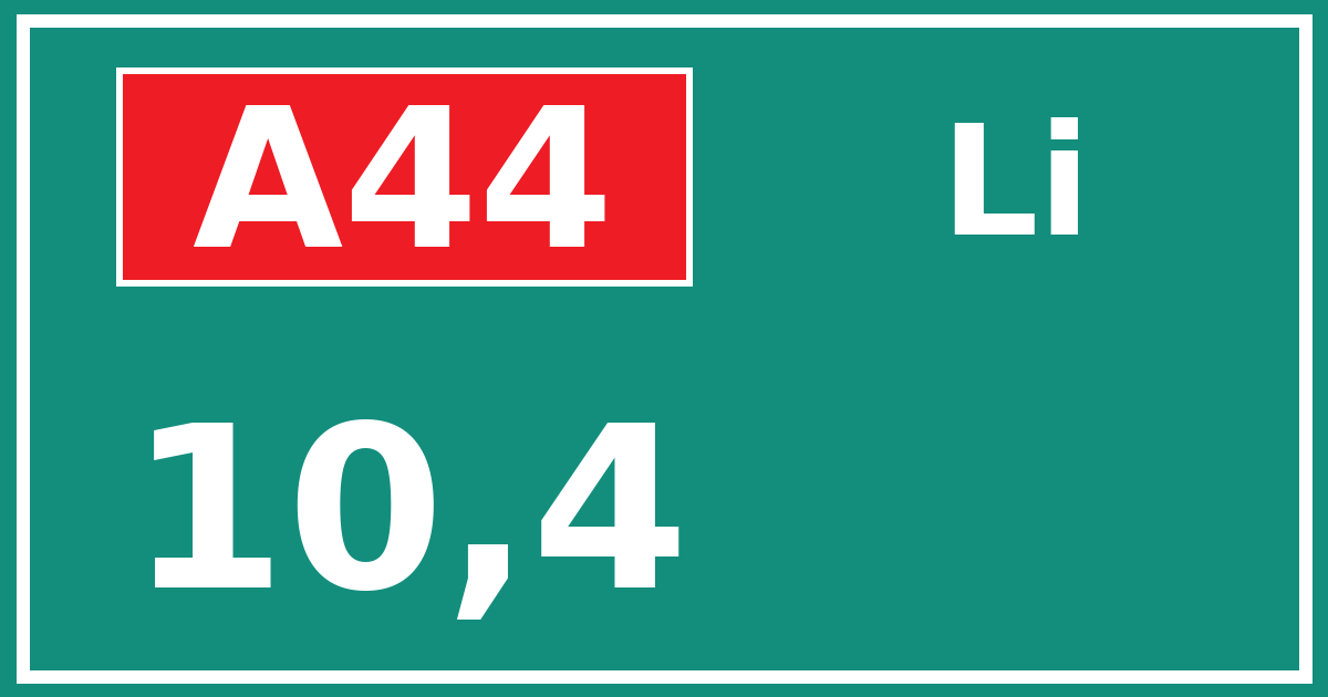 Hectometerbord A44 10,4 zijde Li