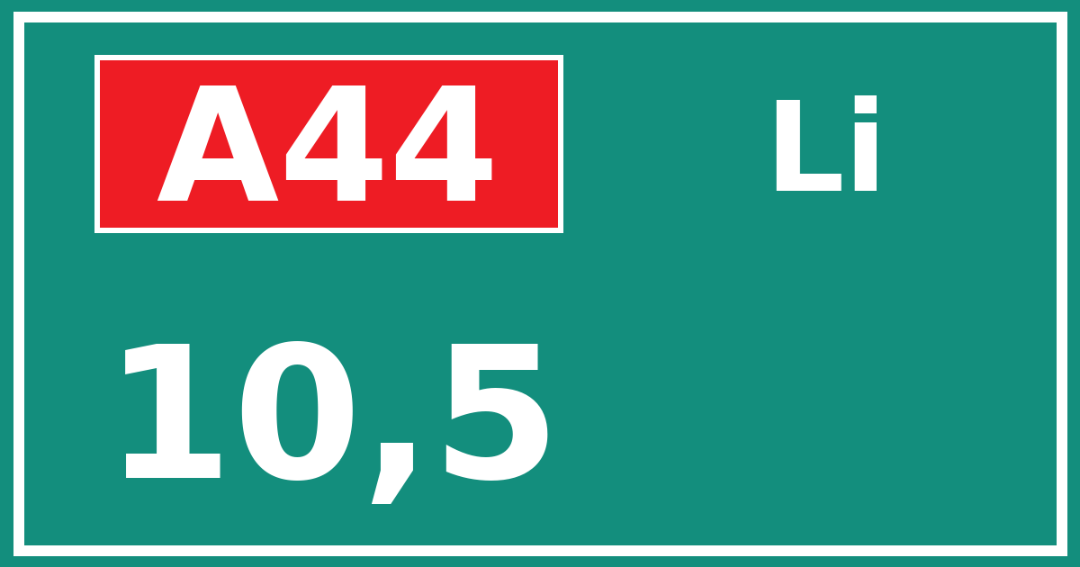 Hectometerbord A44 10,5 zijde Li