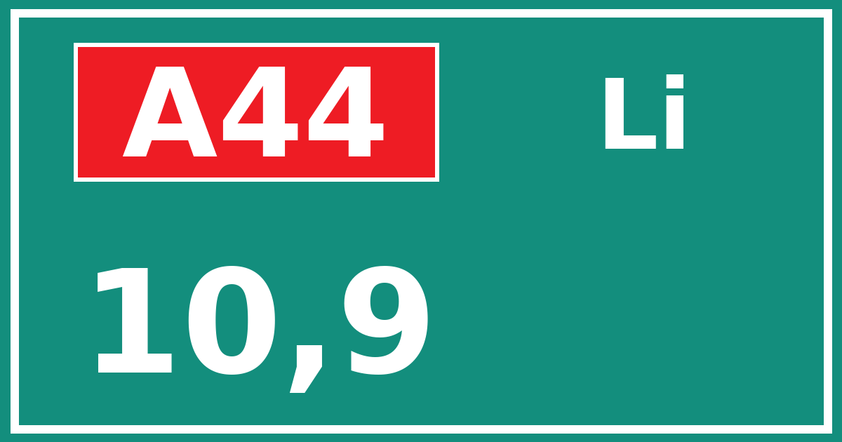 Hectometerbord A44 10,9 zijde Li