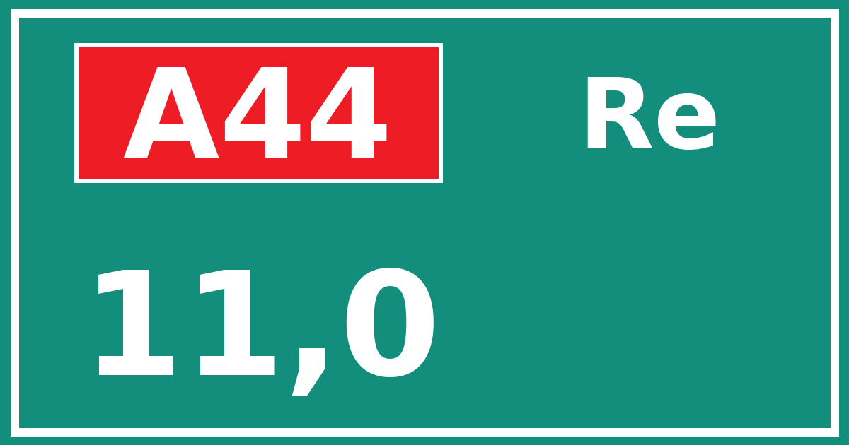 Hectometerbord A44 11,0 zijde Re