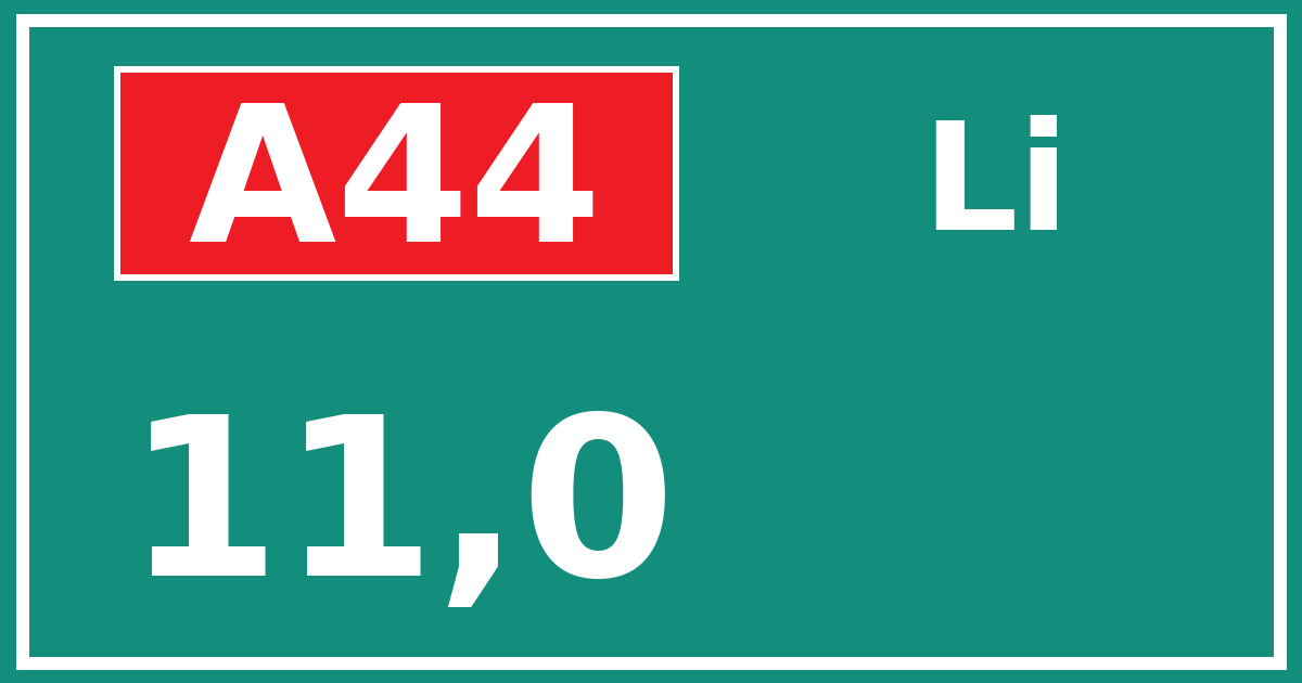 Hectometerbord A44 11,0 zijde Li