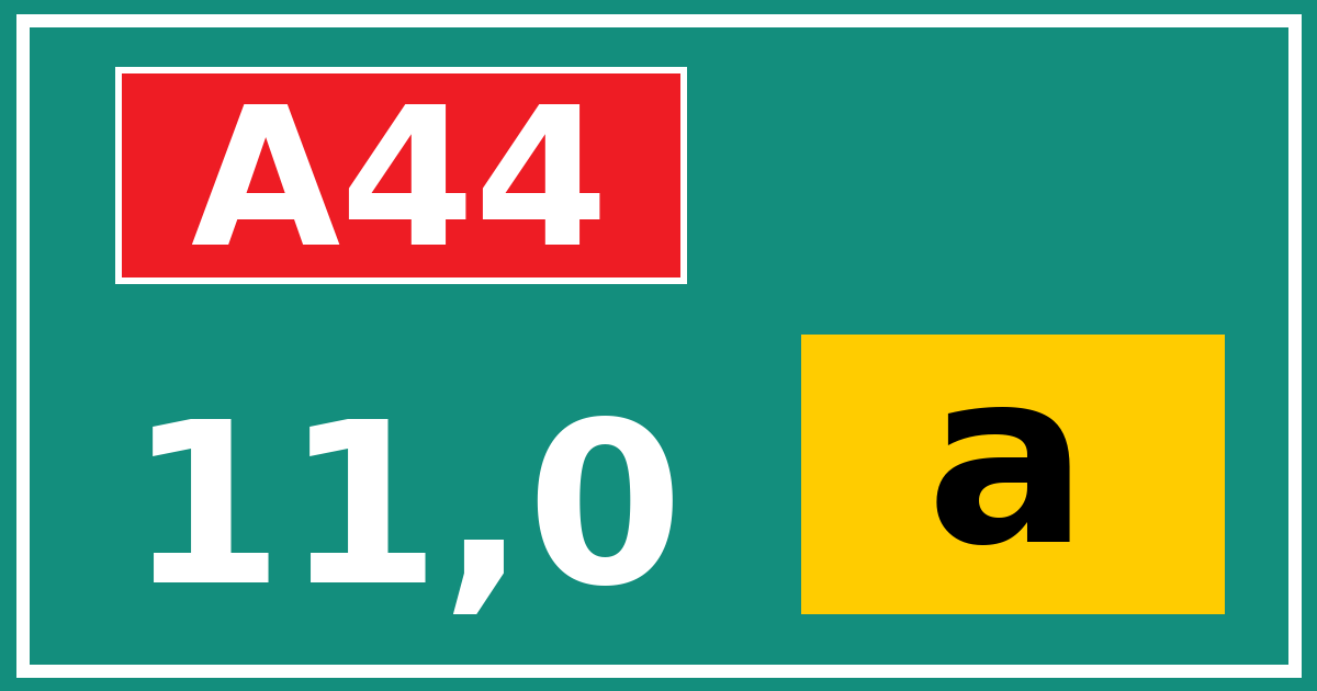 Hectometerbord A44 11,0 letter a
