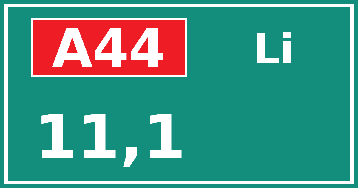 Hectometerbord A44 11,1 zijde Li