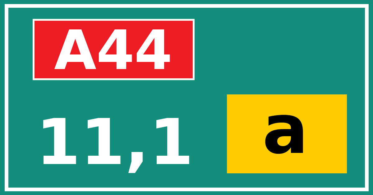 Hectometerbord A44 11,1 letter a