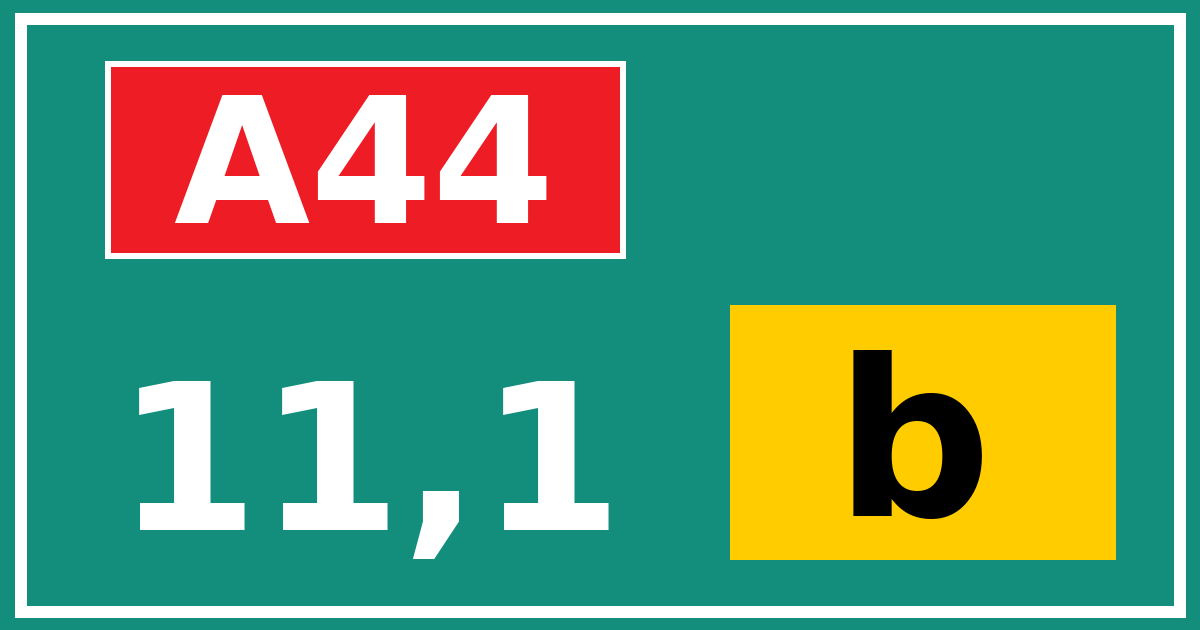 Hectometerbord A44 11,1 letter b