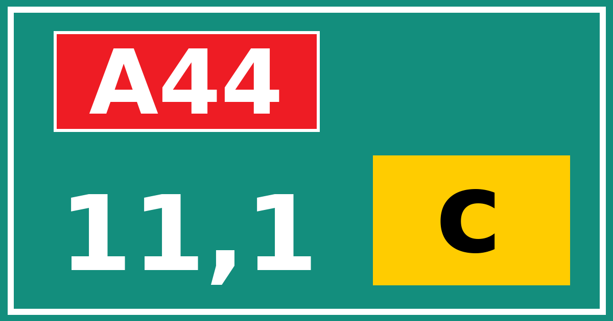 Hectometerbord A44 11,1 letter c