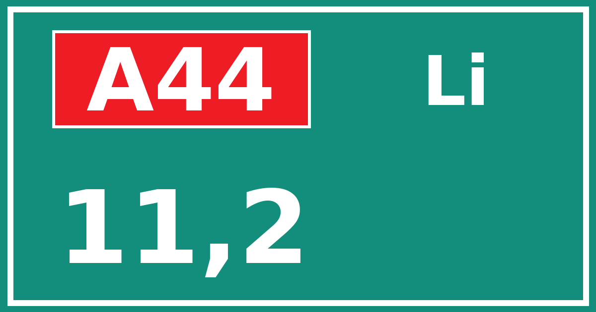 Hectometerbord A44 11,2 zijde Li