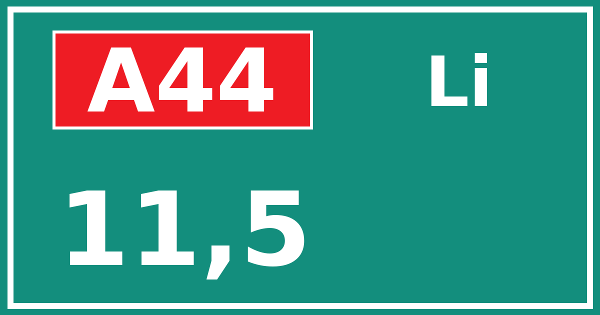 Hectometerbord A44 11,5 zijde Li