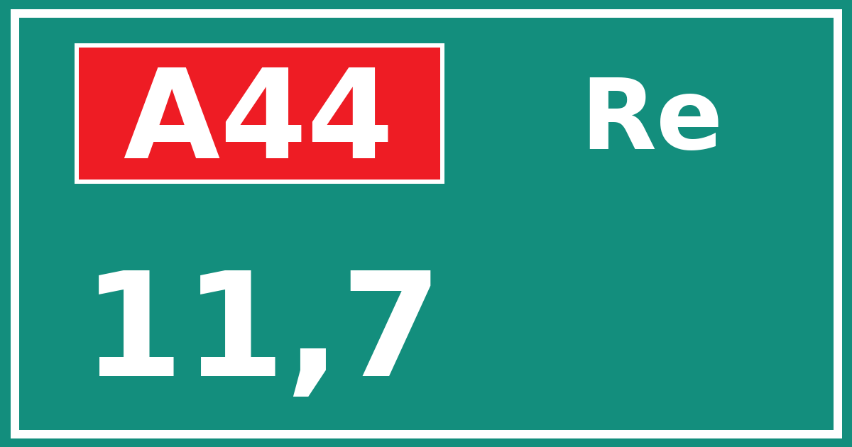 Hectometerbord A44 11,7 zijde Re