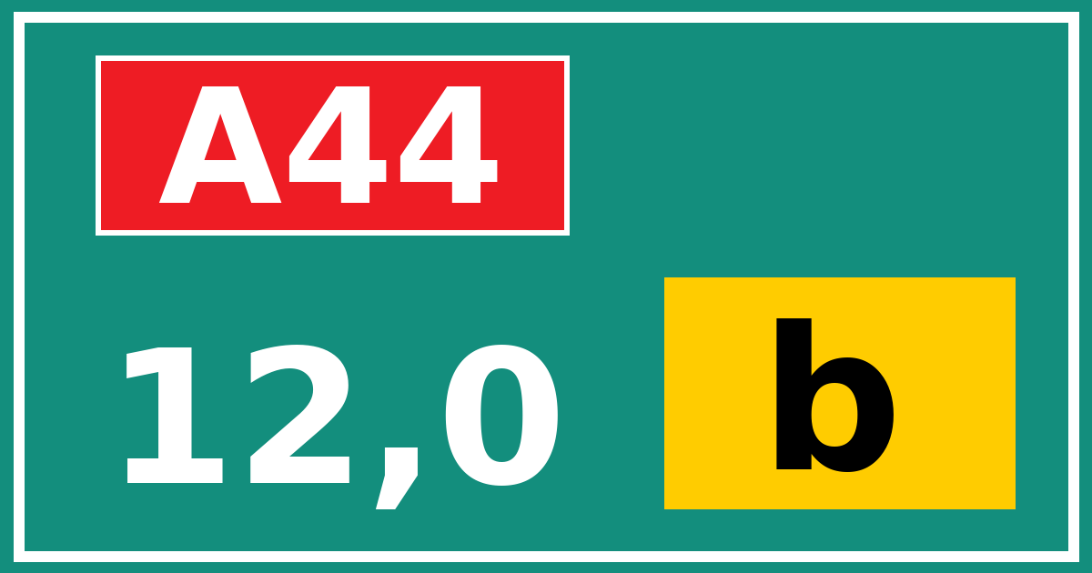Hectometerbord A44 12,0 letter b