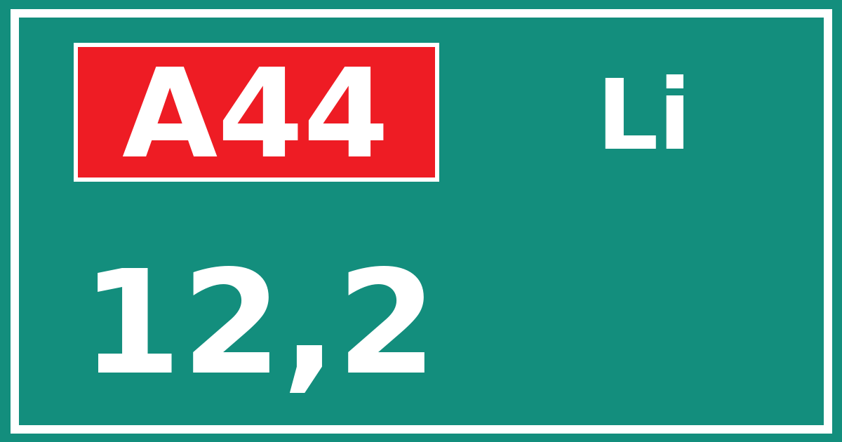 Hectometerbord A44 12,2 zijde Li
