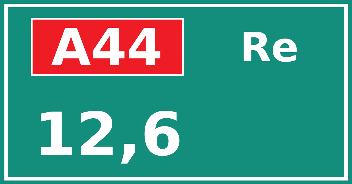 Hectometerbord A44 12,6 zijde Re
