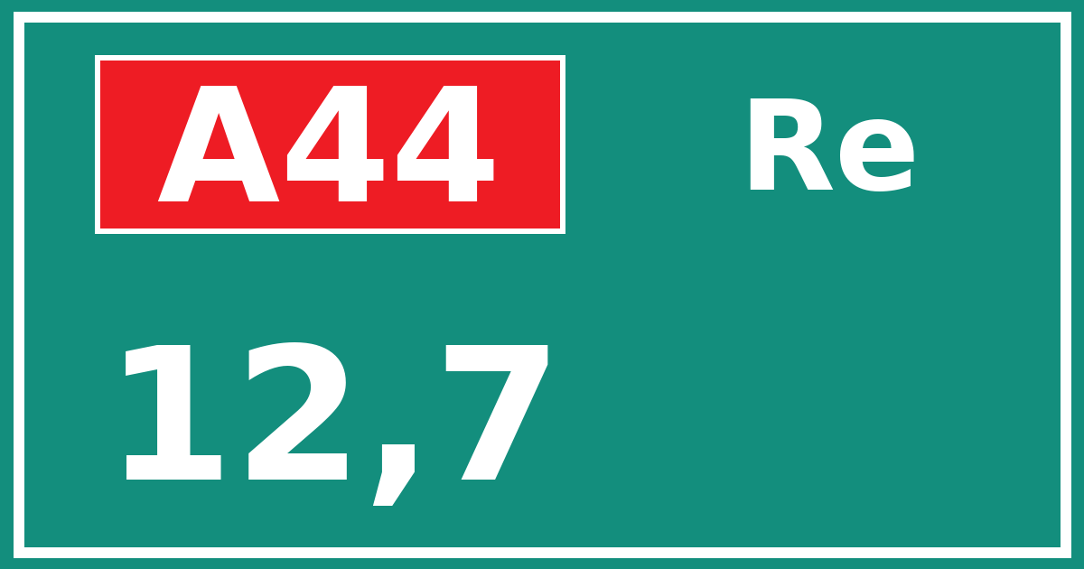 Hectometerbord A44 12,7 zijde Re