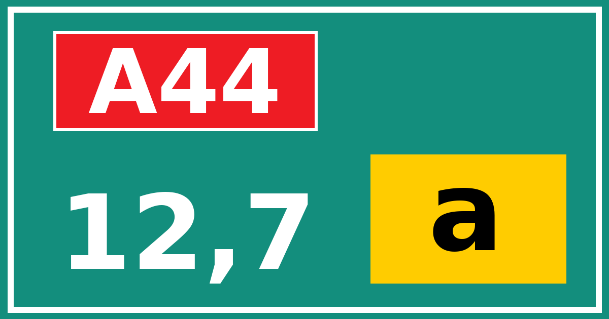 Hectometerbord A44 12,7 letter a