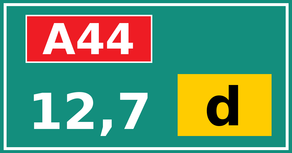 Hectometerbord A44 12,7 letter d