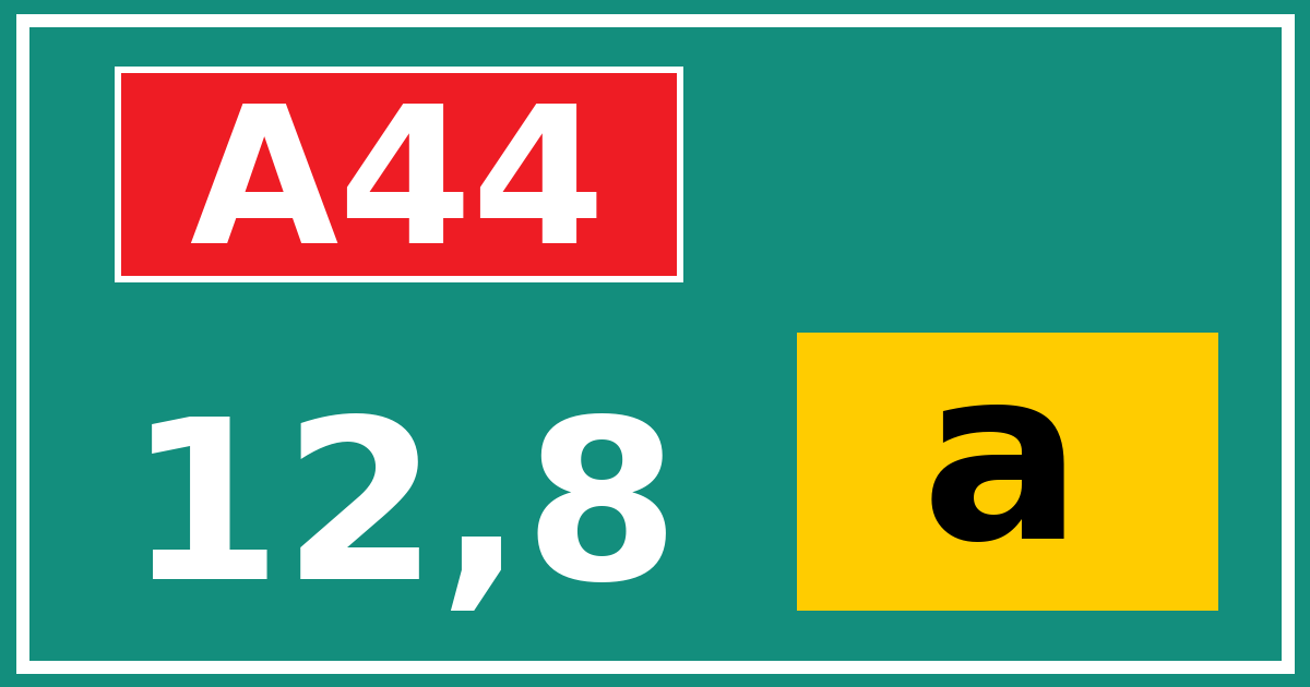 Hectometerbord A44 12,8 letter a