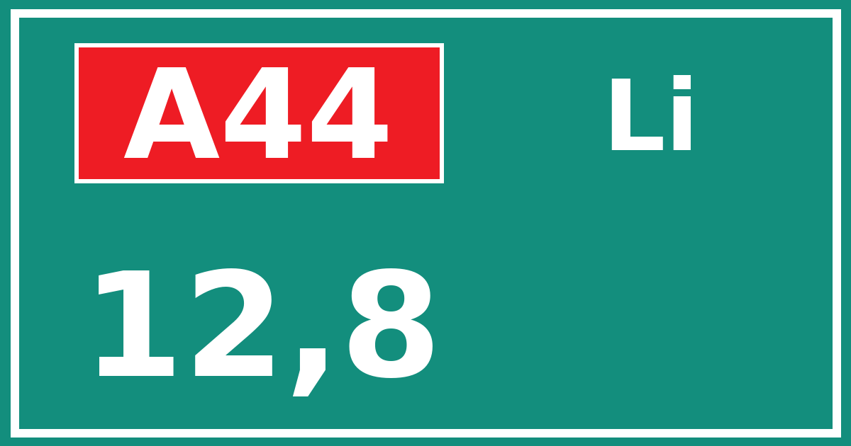 Hectometerbord A44 12,8 zijde Li