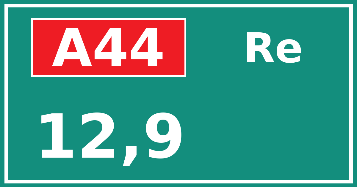 Hectometerbord A44 12,9 zijde Re