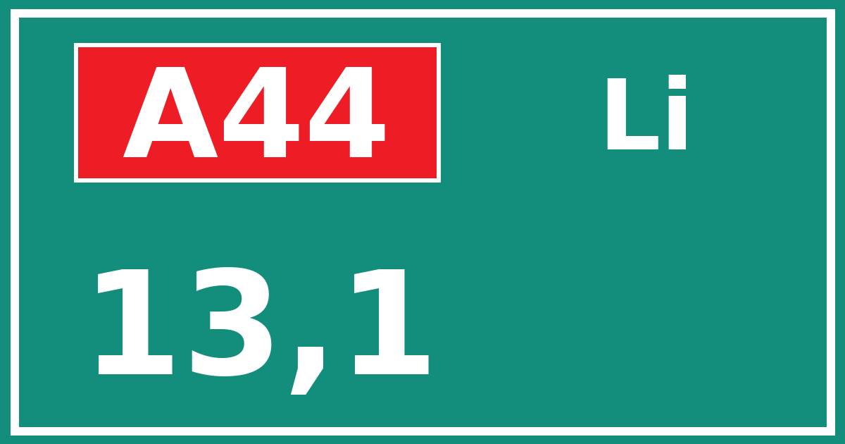 Hectometerbord A44 13,1 zijde Li