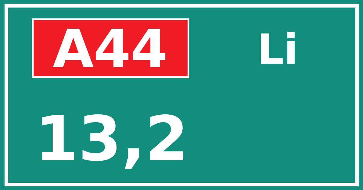 Hectometerbord A44 13,2 zijde Li