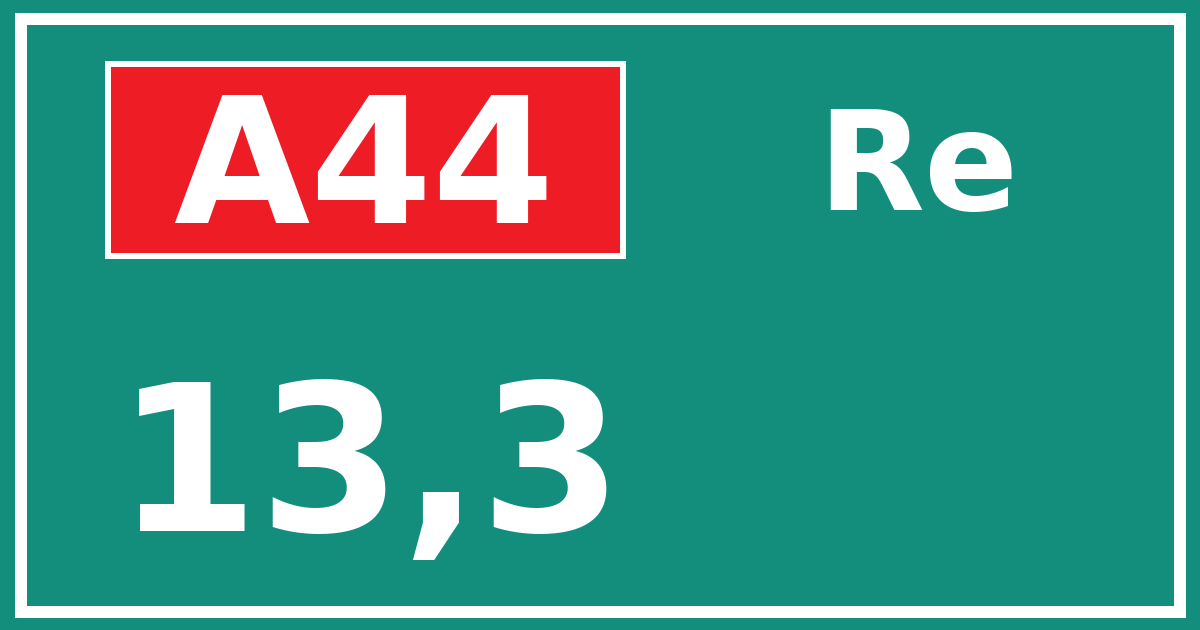 Hectometerbord A44 13,3 zijde Re