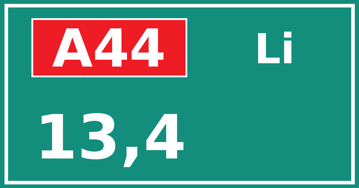 Hectometerbord A44 13,4 zijde Li