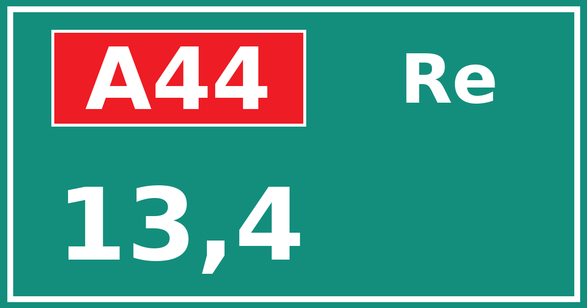 Hectometerbord A44 13,4 zijde Re