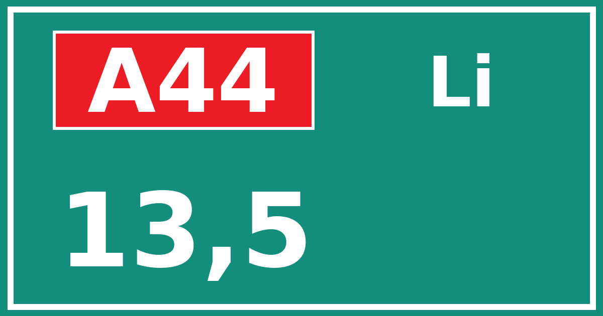 Hectometerbord A44 13,5 zijde Li