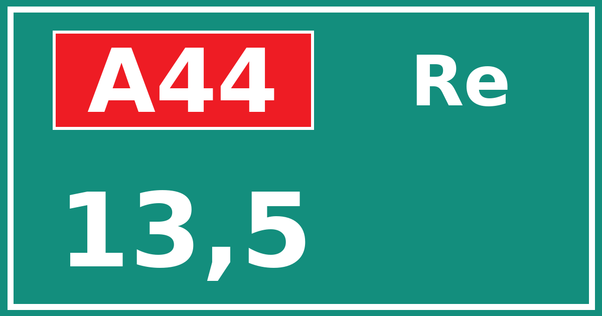 Hectometerbord A44 13,5 zijde Re